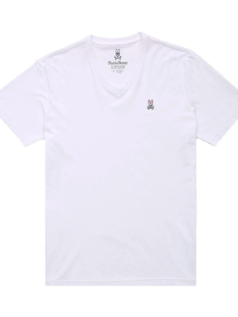 Psycho Bunny Men's Classic V-Neck Bunny T-Shirt New With Tags L Large White